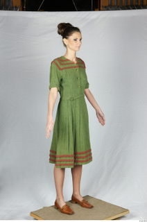  Photos Woman in Historical Dress 16 20th century Green Dress a poses whole body 0008.jpg